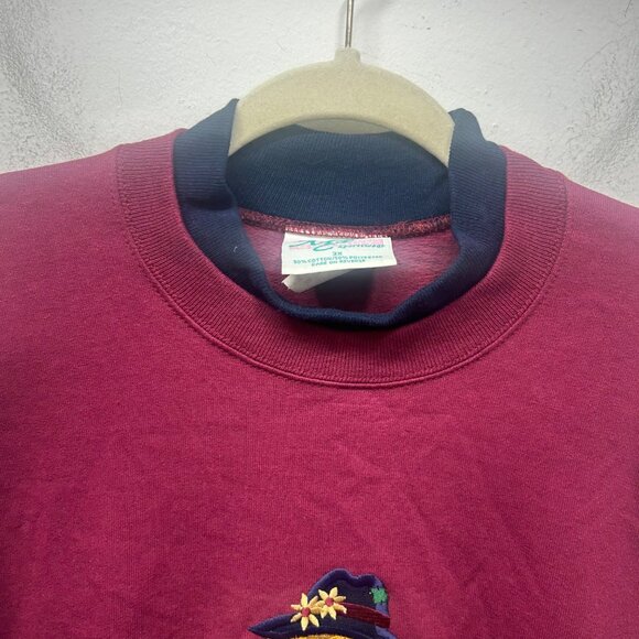 Vintage Burgundy Sweatshirt 3X Embroidered Scarecrow "If I Only Had A Brain" fal - Picture 4 of 9